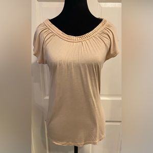 Loft Gathered Neck Short Sleeve Knit Tee